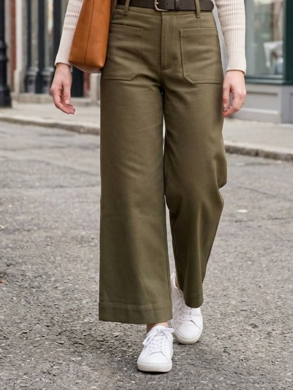 Jones New York Olive Wide-Leg Chinos
